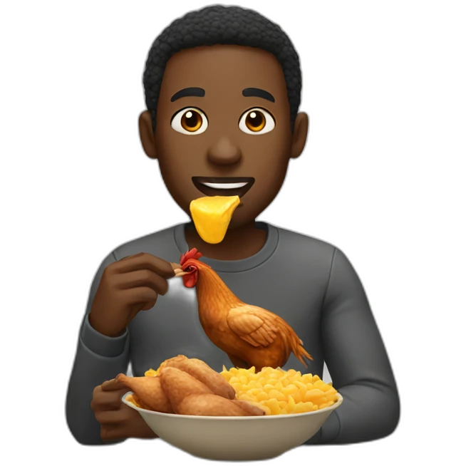 black man eating a chicken emoji