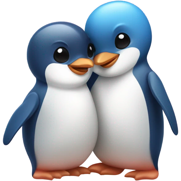 Pink penguin hugging a blue penguin  emoji
