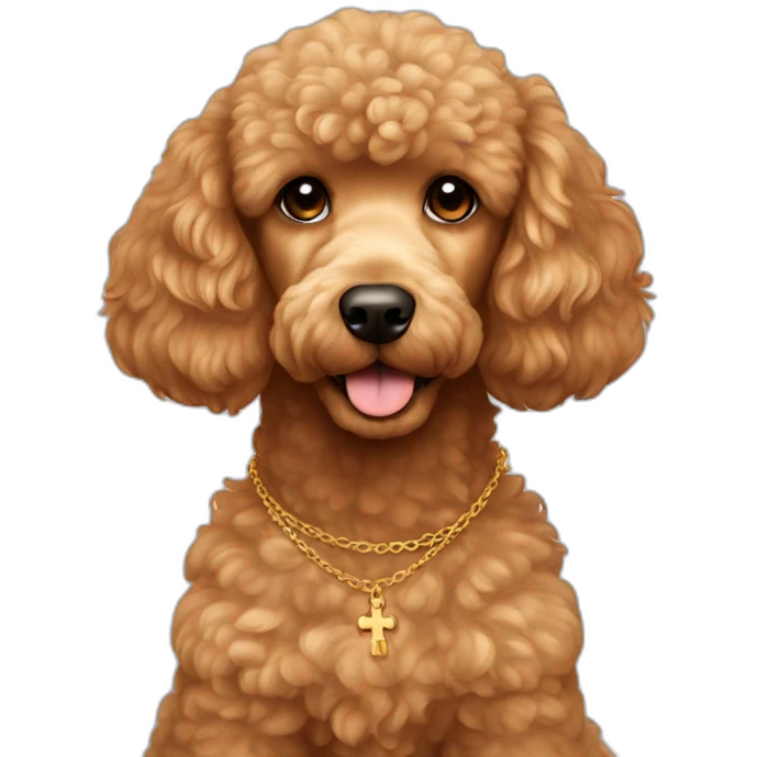 Light Brown golden poodle with cross necklace emoji