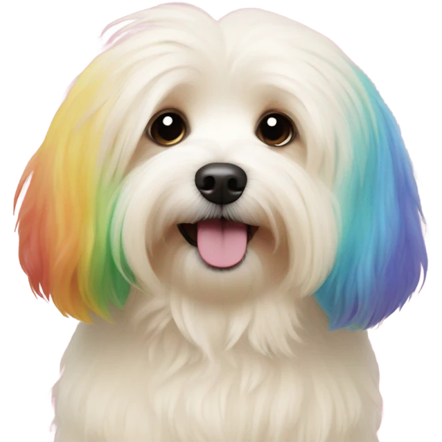 Cream colored havanese with rainbow tail (NOT RAINBOW EARS) emoji