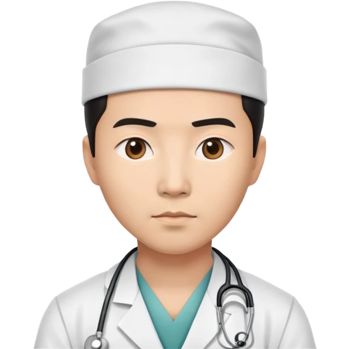 serious asian photorealistic doctor emoji