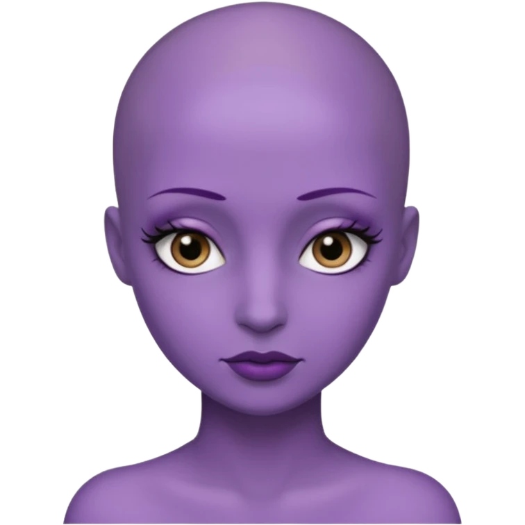 make her skin purple, she has no hair and her eyelashes are huge emoji
