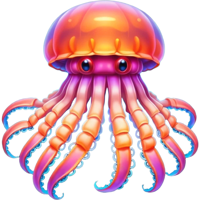 Neon glowing jellyfish-crab-squi emoji