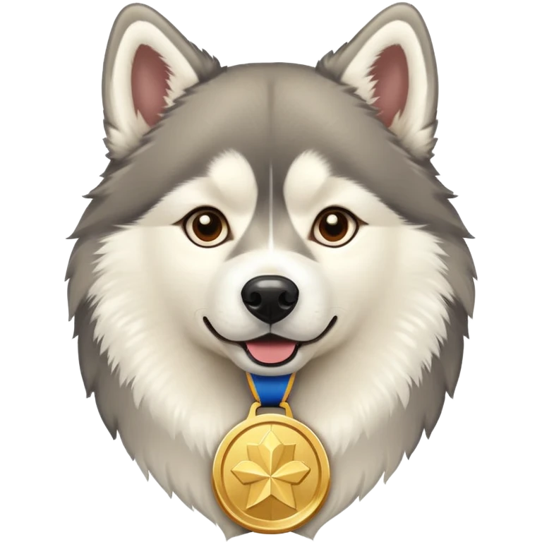 Husky dog with a gold medal emoji