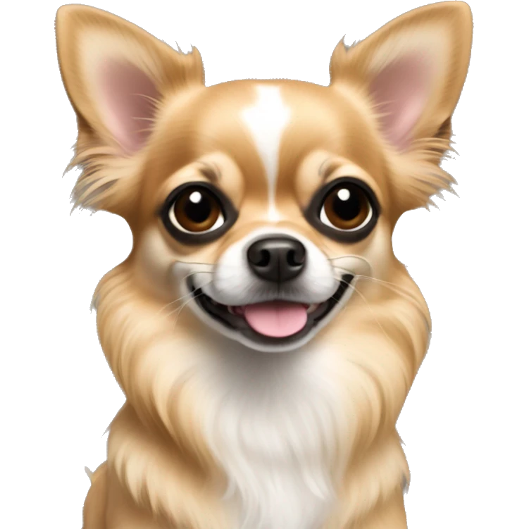 Fawn sable long hair chihuahua black ears and mouth emoji