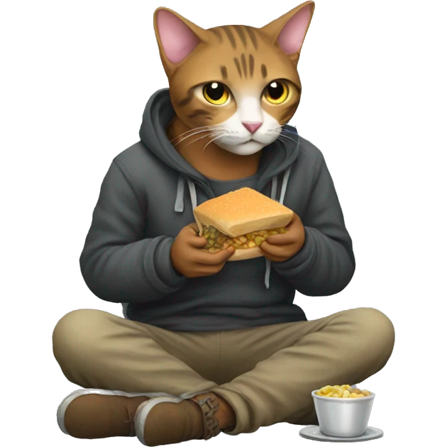 Homeless eating cat emoji
