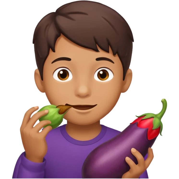 boy eating eggplant  emoji