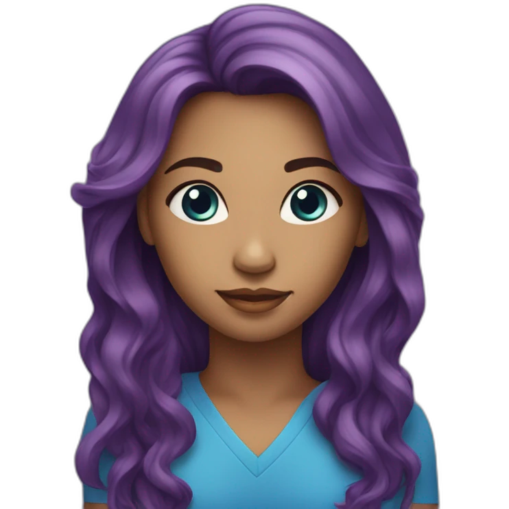 Mulher de cabelo roxo, pele clara e olho azul emoji