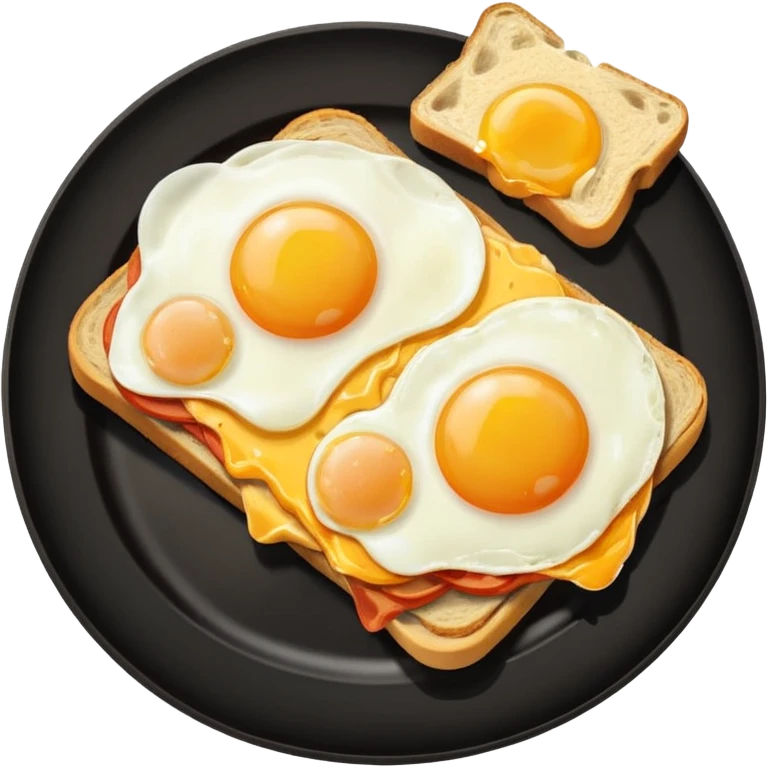 breakfast sandwich on a plate with eggs on the side emoji
