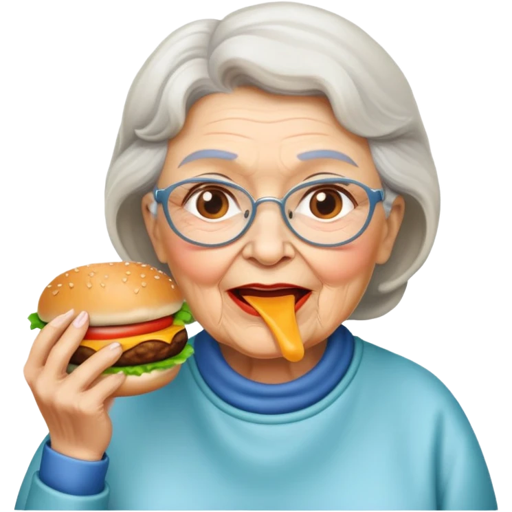 grandma eating hamburger emoji