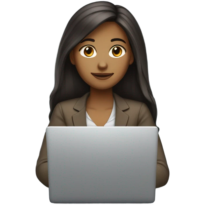Medium hair straight light skin  Brown girl, computer science intern with a computer  emoji