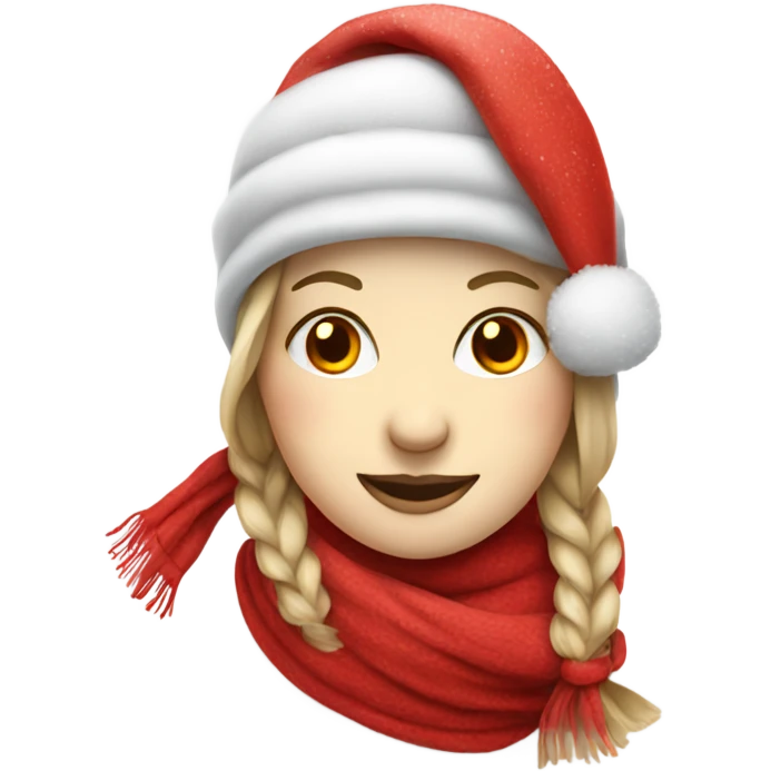 Pretty female snowman with red hat and red scarf emoji