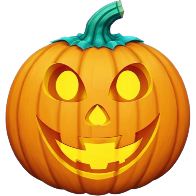 glowing jack-o'-lantern, only purple and cyan colors emoji