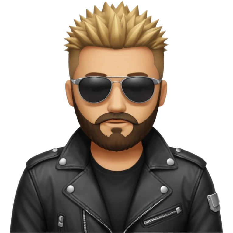 biker gang with sunglass and rugged guy bearded spicks hair black jacket emoji