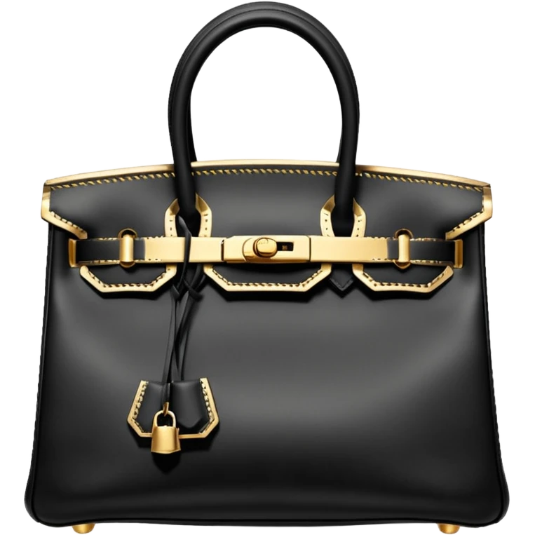 black hermes birkin with gold stitching bag emoji