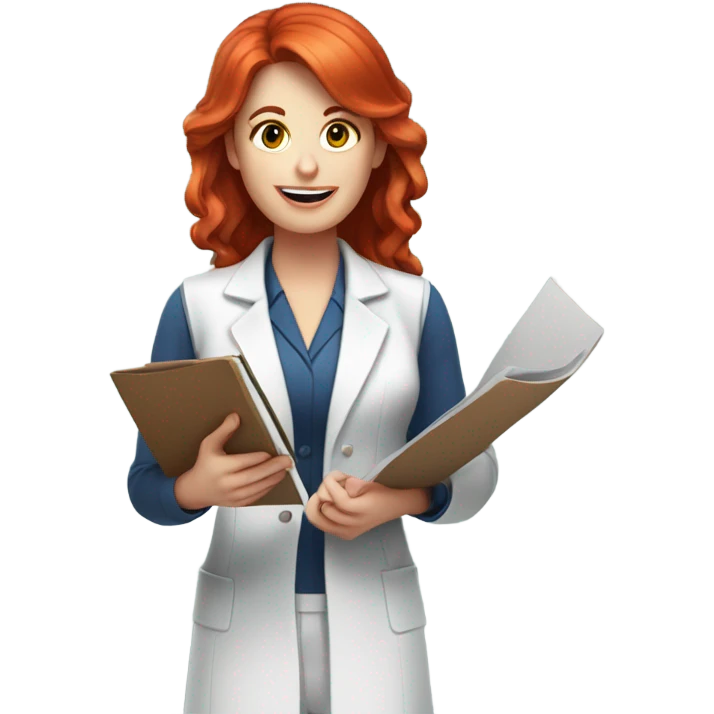 red hair nutritionist delivering a paper emoji