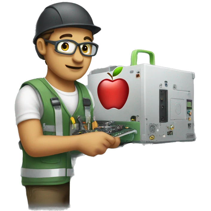 the guy is an engineer repairing Apple equipment emoji