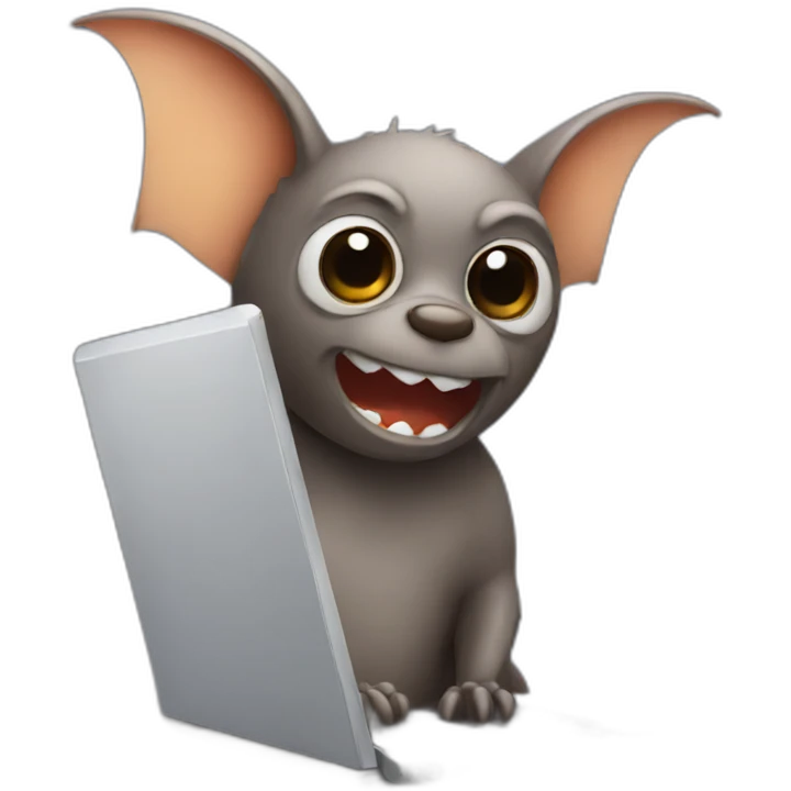 a bat using a laptop emoji