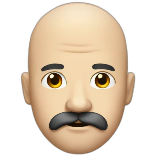 unamused bald guy with black moustache and a beard emoji