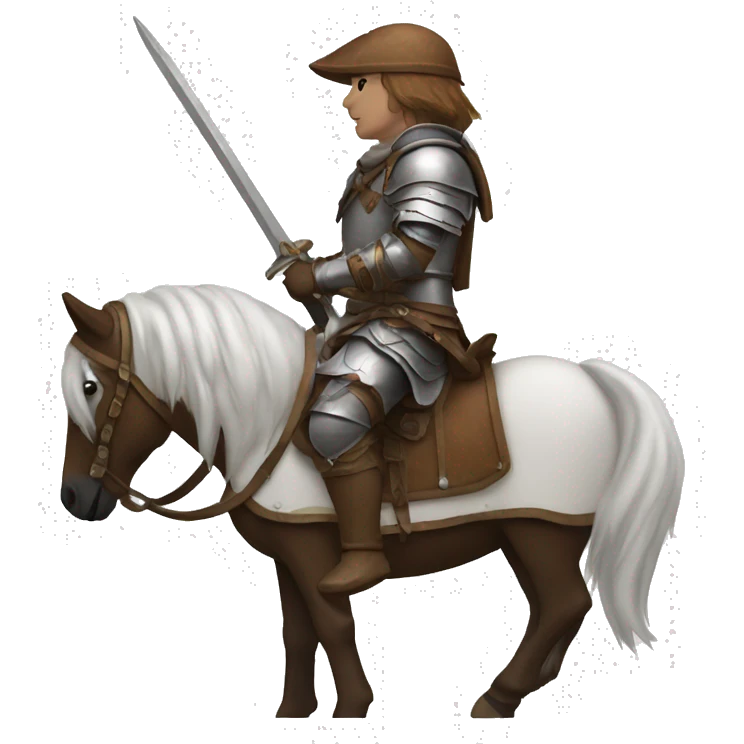 a white avar nomadic soldier on a horse from the side with leather armor on emoji