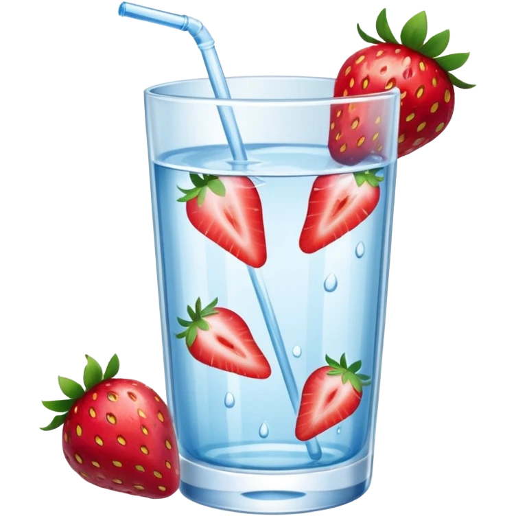 glass of water with strawberry slices emoji