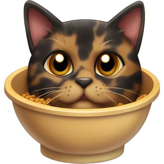 tortoiseshell cat cat food in cat food bowl emoji