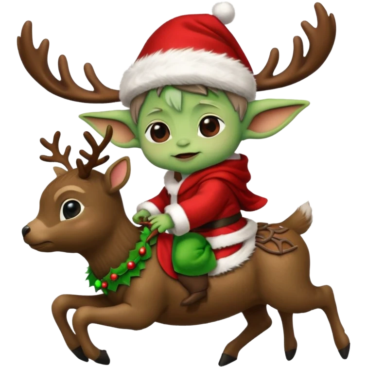 baby yoda riding eindeer christmas emoji