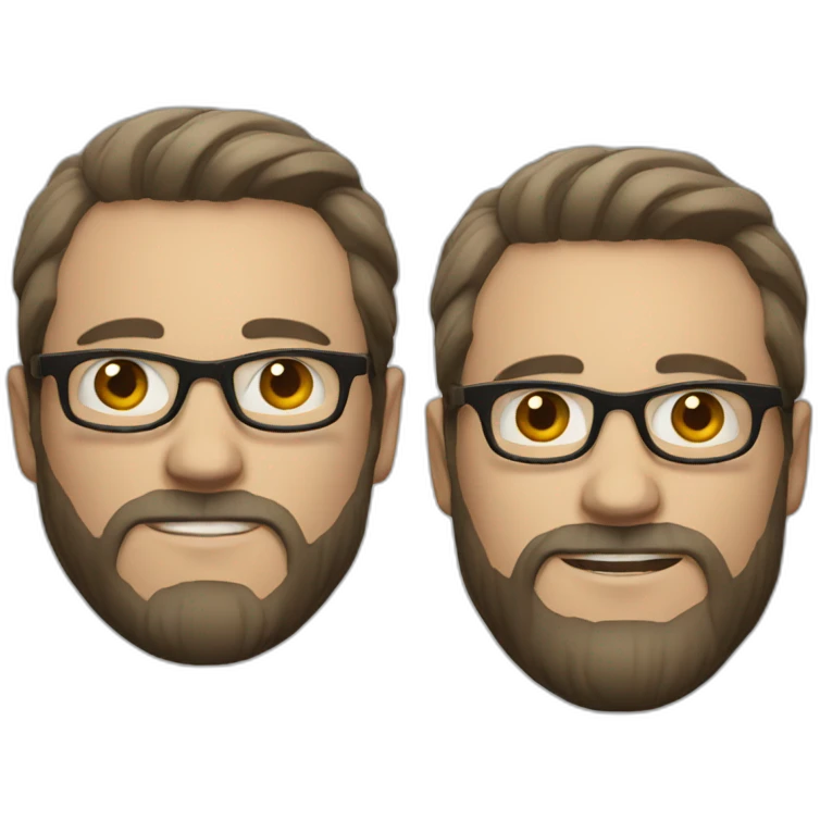 white man with round glasses and black straight short hair and short beard emoji