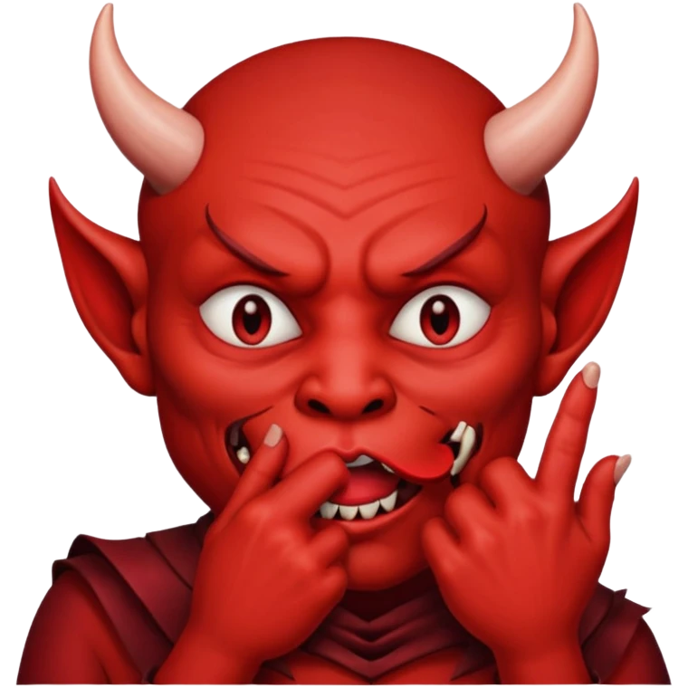 Creppy devil and shushing someone  🤫 like there figer over there mouth  like there lip is closed and the figers over emoji