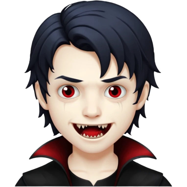 Vampire boy with fangs and half long wavy emo hair  emoji