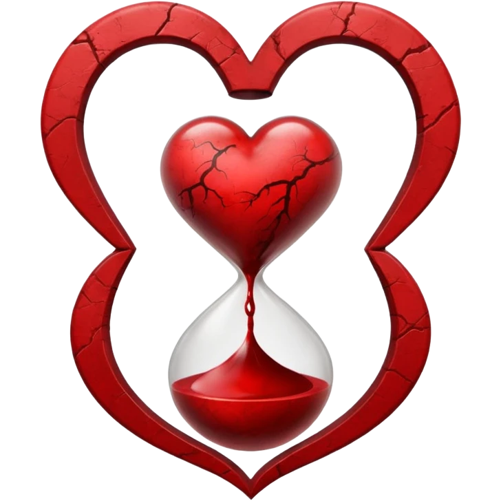 heart with a dark hourglass and grunge texture emoji