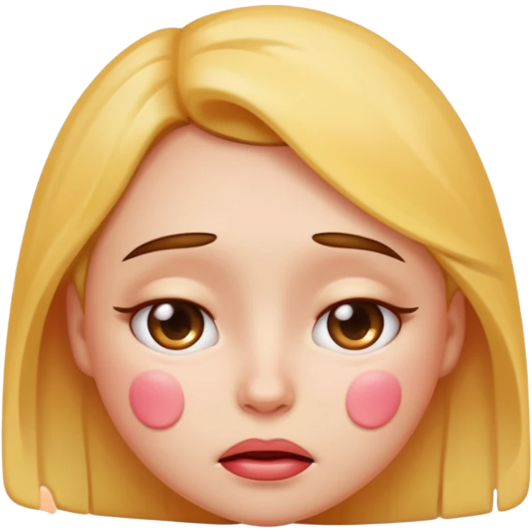 (Cum) on horny female emoji with with sad eyes and blushing cheeks emoji