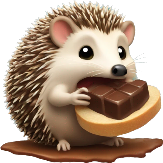 Hedgehog eating a chocolate emoji