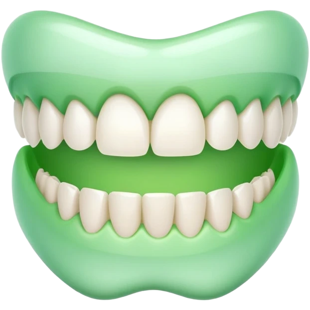 teeth with bright green braces emoji