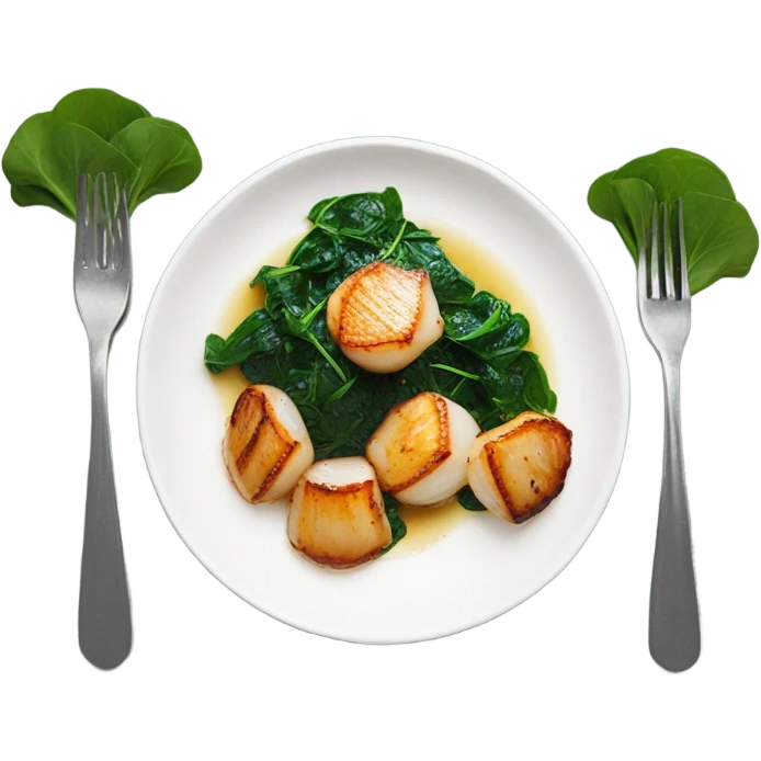 Seared Scallops with Wilted Spinach emoji