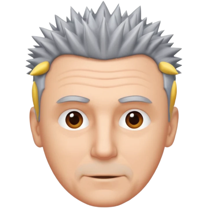 50 yr old white man short spike hair grey emoji