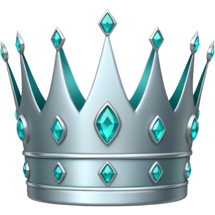 silver feminine crown with teal gems emoji