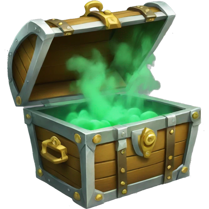open treasure chest with green smoke coming out emoji