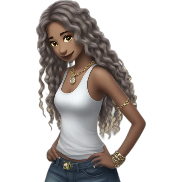 girl with long hair and jewelry emoji