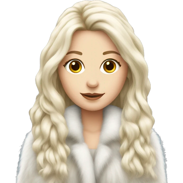 Beautiful white girl long hair fur-coat emoji