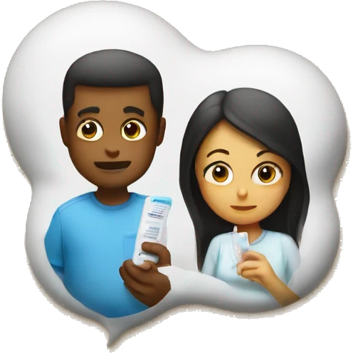 couple looking at pregnancy test emoji