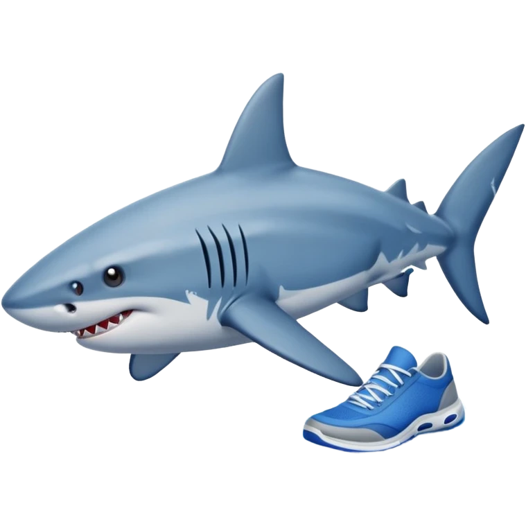 Un tiburón con tres tenis azules emoji