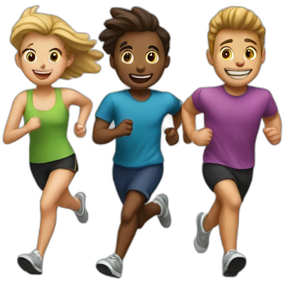 3 friends running emoji