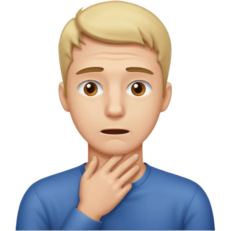 A man looking stressed holding the front of his neck  emoji