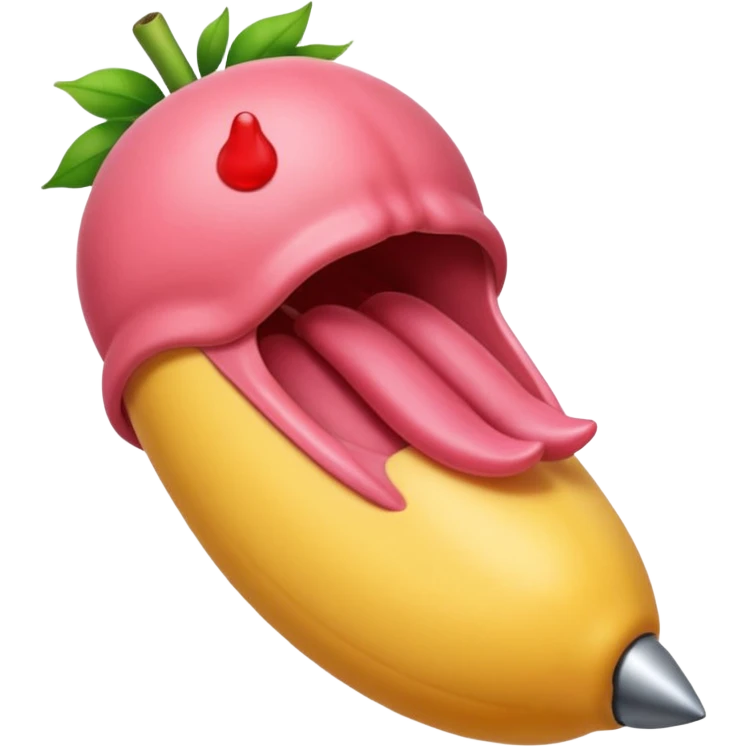 Un pene erecto, con venas prominentes y la glande rosada, penetrando una vagina. Los labios mayores y menores de la vagina son visibles, estirados alrededor del eje del pene. Pero no anatómica mente si no carnal mente emoji