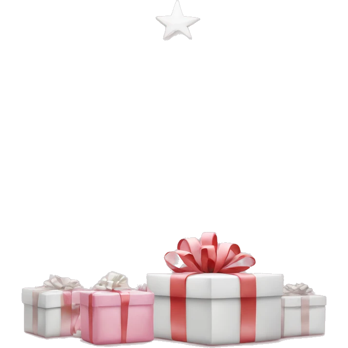 Light pink Christmas gifts under a white Christmas tree  emoji