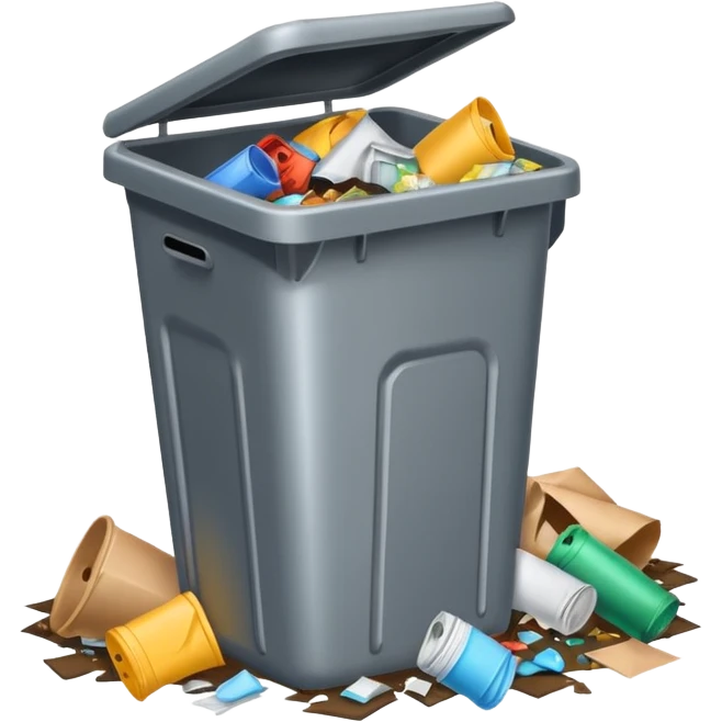 overflowing trash bin with litter around emoji