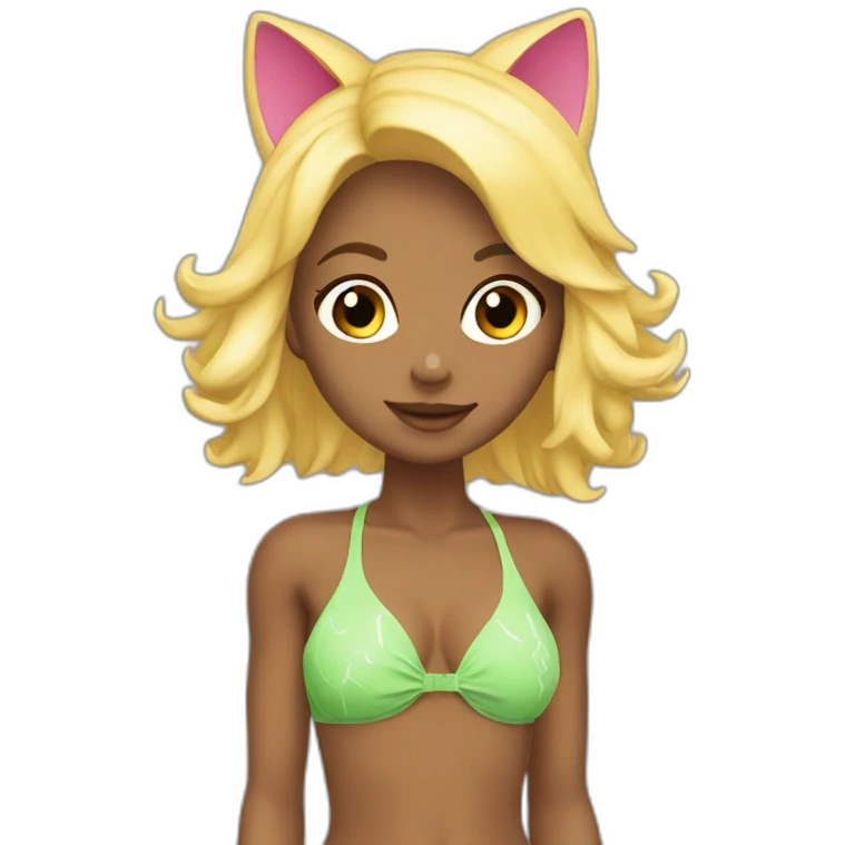 hot catgirl blonde swim suit emoji