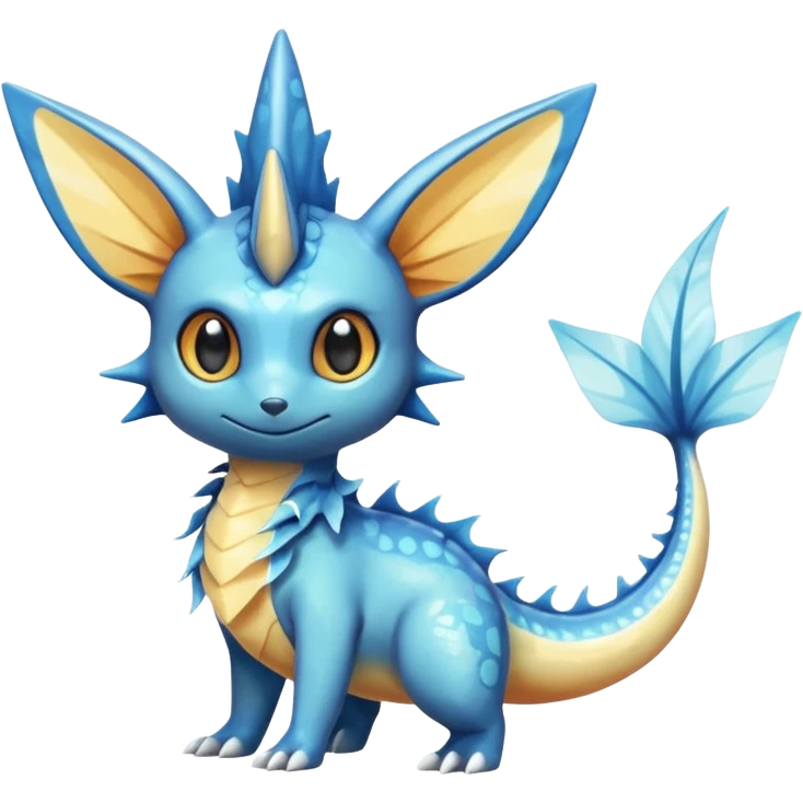 Colorful Shiny Exotic Victini-Salandit-Vaporeon-Fakémon-hybrid-creature (full body)  emoji
