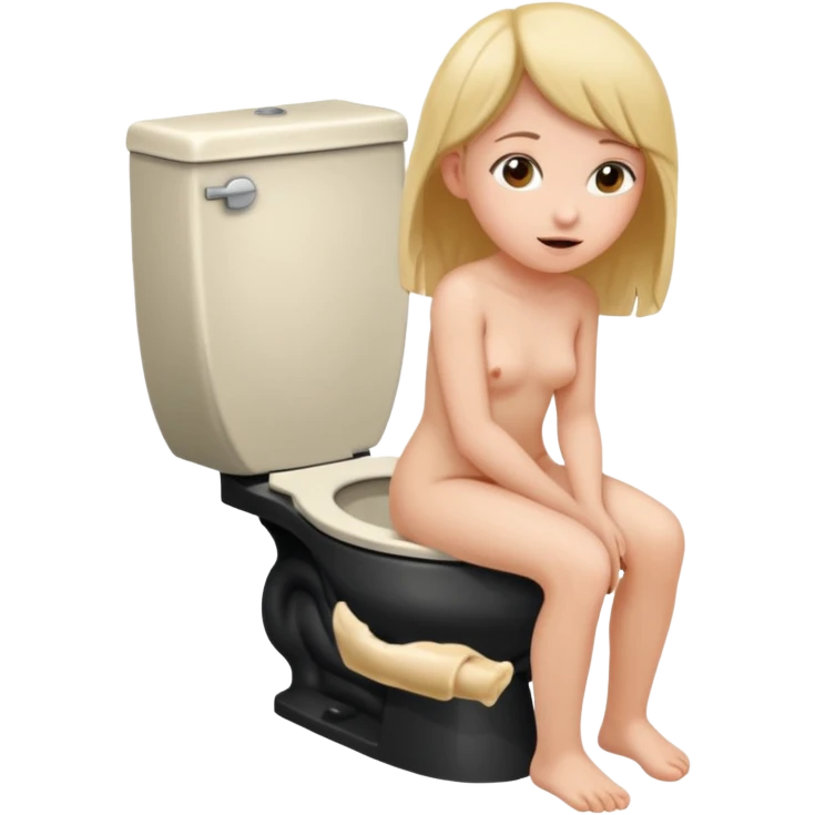 Girl naked pooping on the toilet emoji